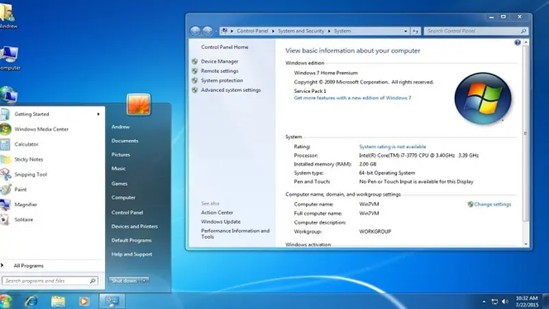 Área de Trabalho do Windows 7